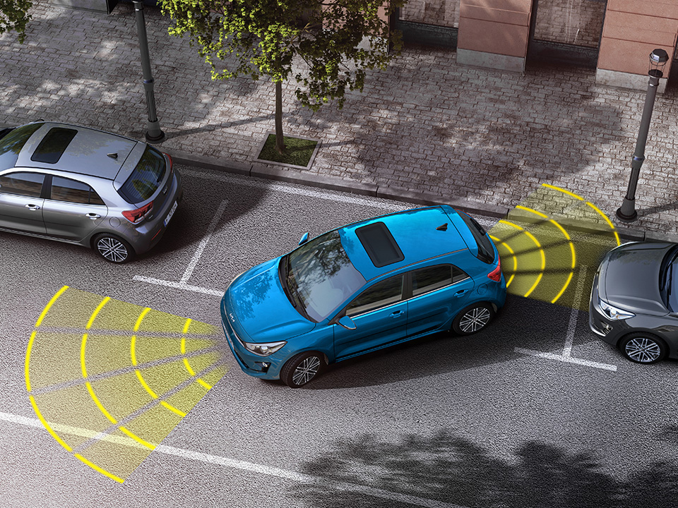 Kia Rio Parksensoren, Infografik, Vogelperspektive